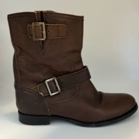 Prada Brown Leather Buckle Moto Boots – Women’s 38.5 (US 8.5)